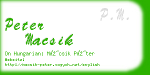peter macsik business card